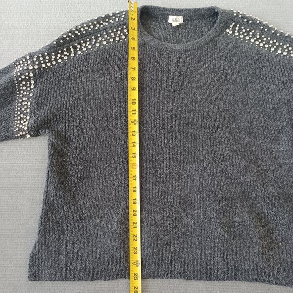 A.N.A. A New Approach Sweater Women XXL Gray Rhinestone Ribbed Knit Casual - Picture 4 of 9